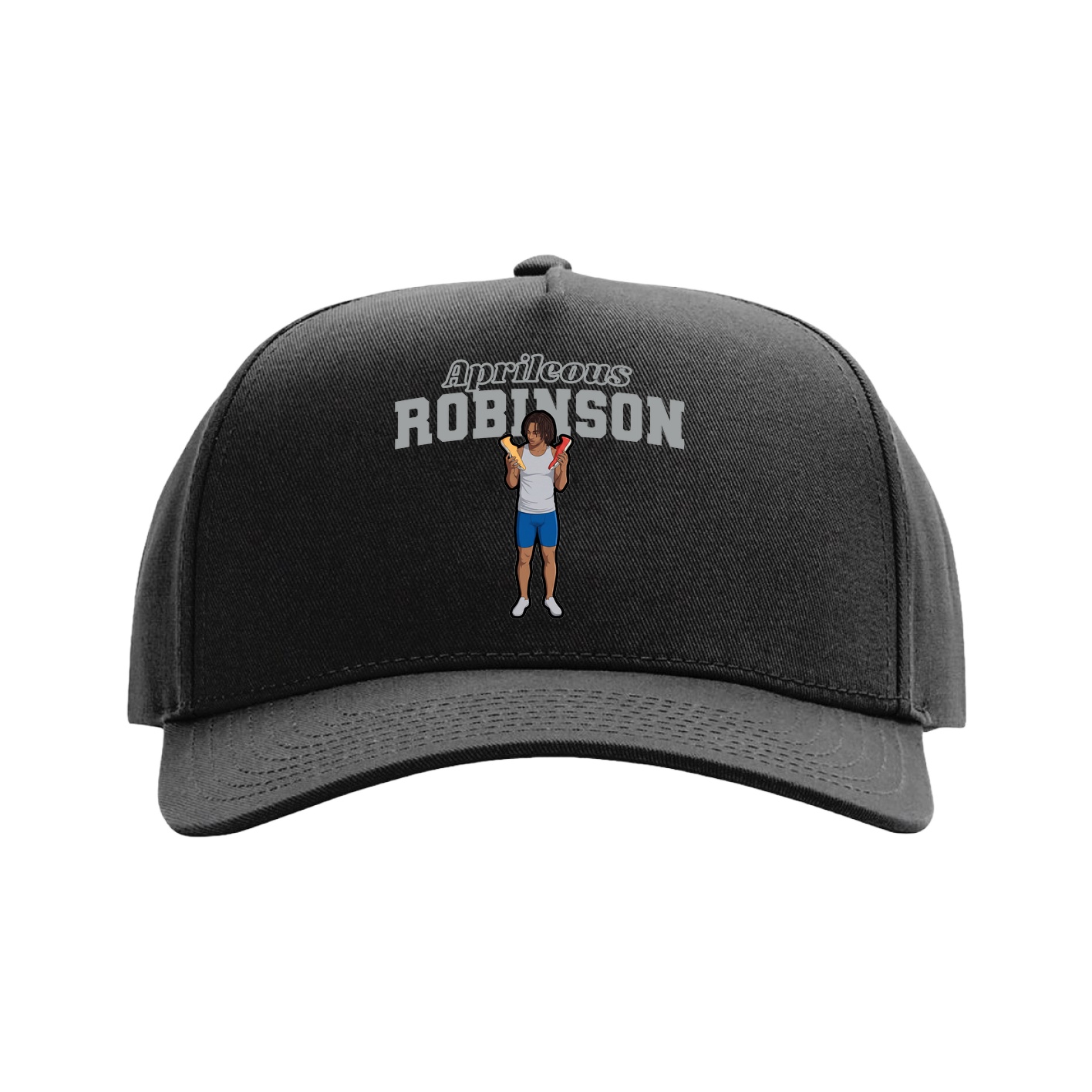 Full Fabric Five-Panel Champ Cap — Name Arch in Black