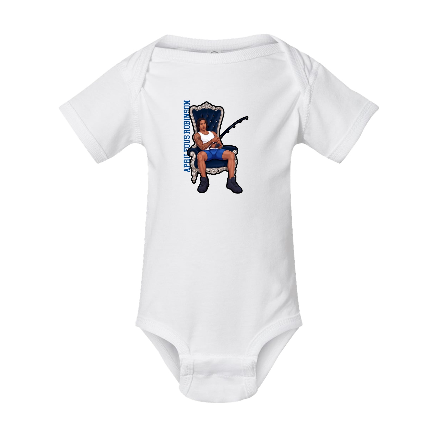 Baby Onesie — Name Vertical in White