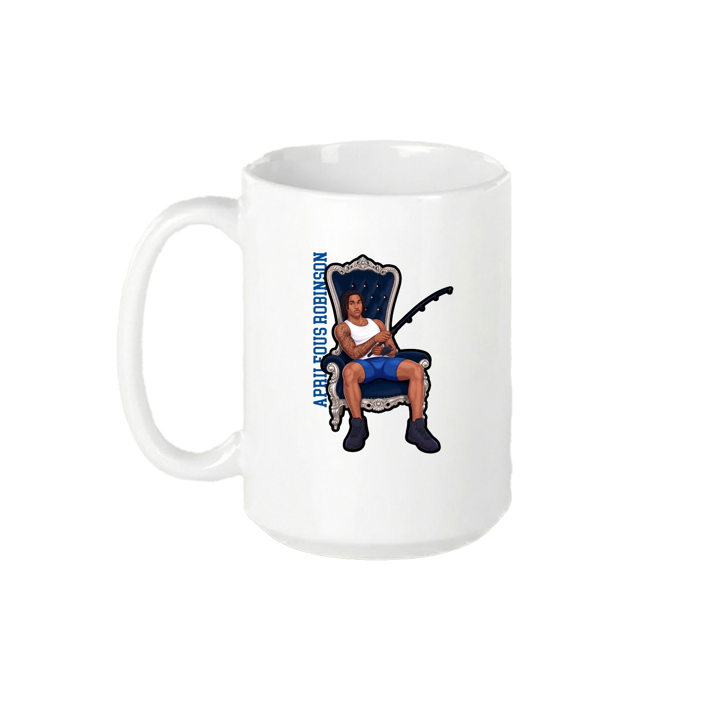 15oz Coffee Mug — Name Vertical in White