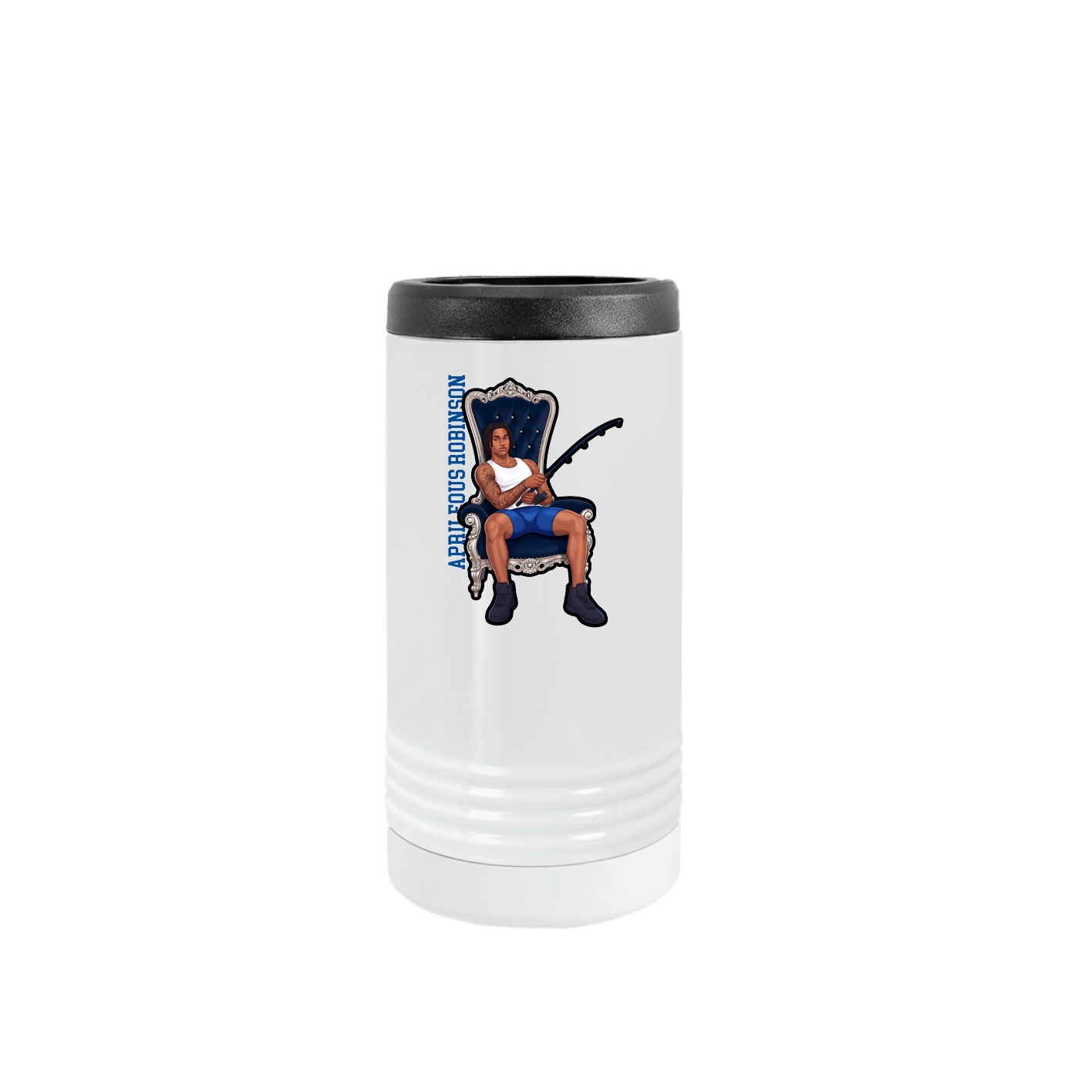 Slim Beverage Holder — Name Vertical in White