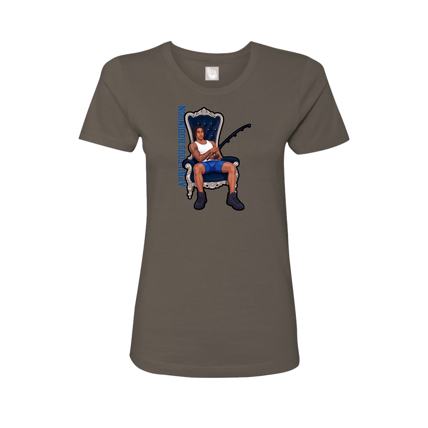 Fitted Women's Tee — Name Vertical in Grey
