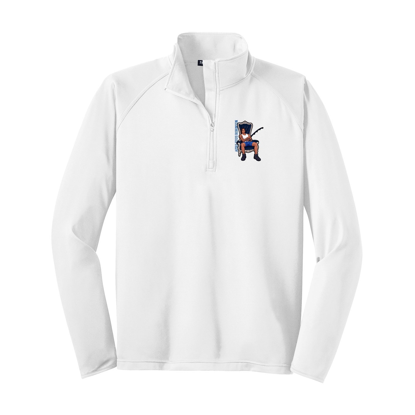 Q-Zip Pullover — Name Vertical in White