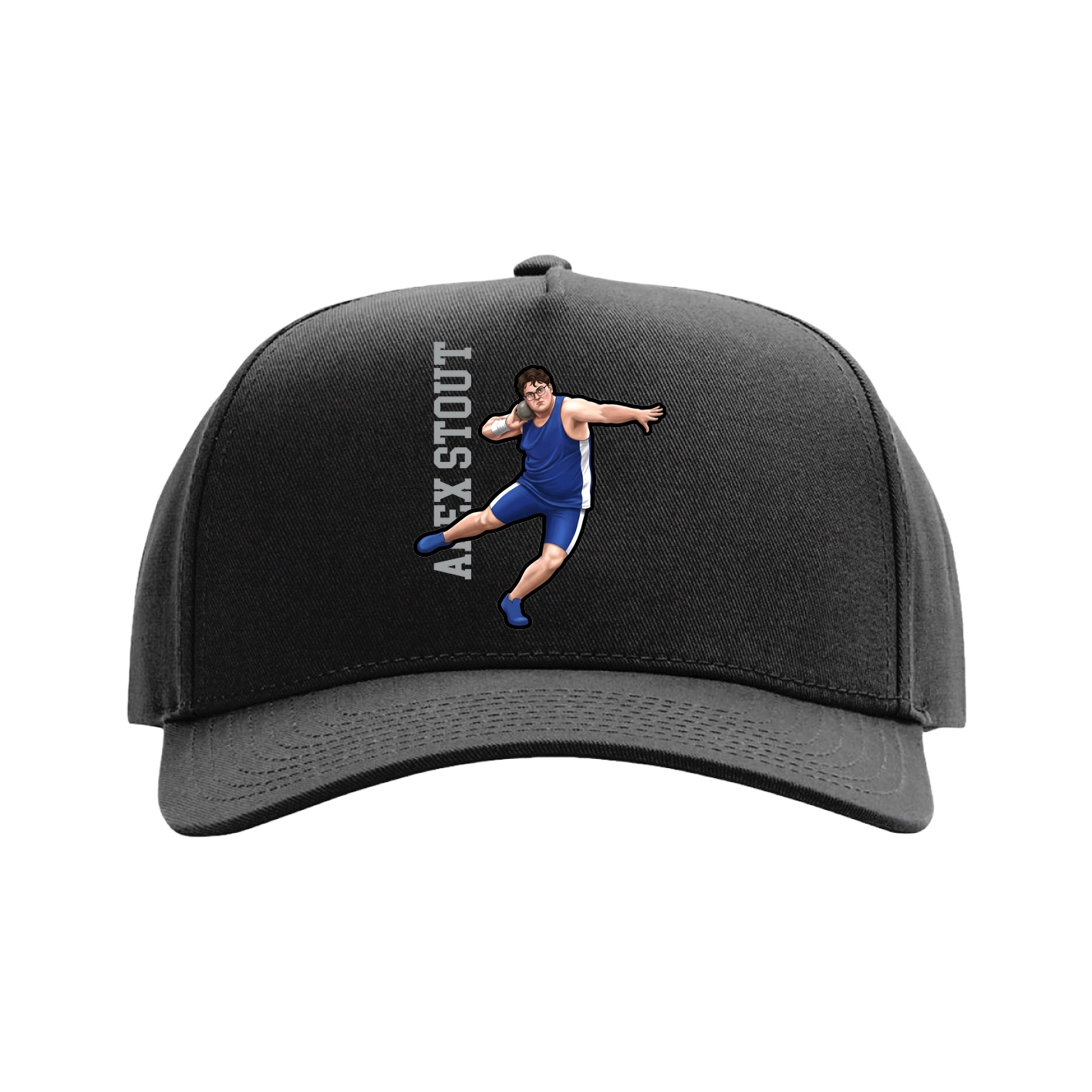 Full Fabric Five-Panel Champ Cap — Name Vertical in Black