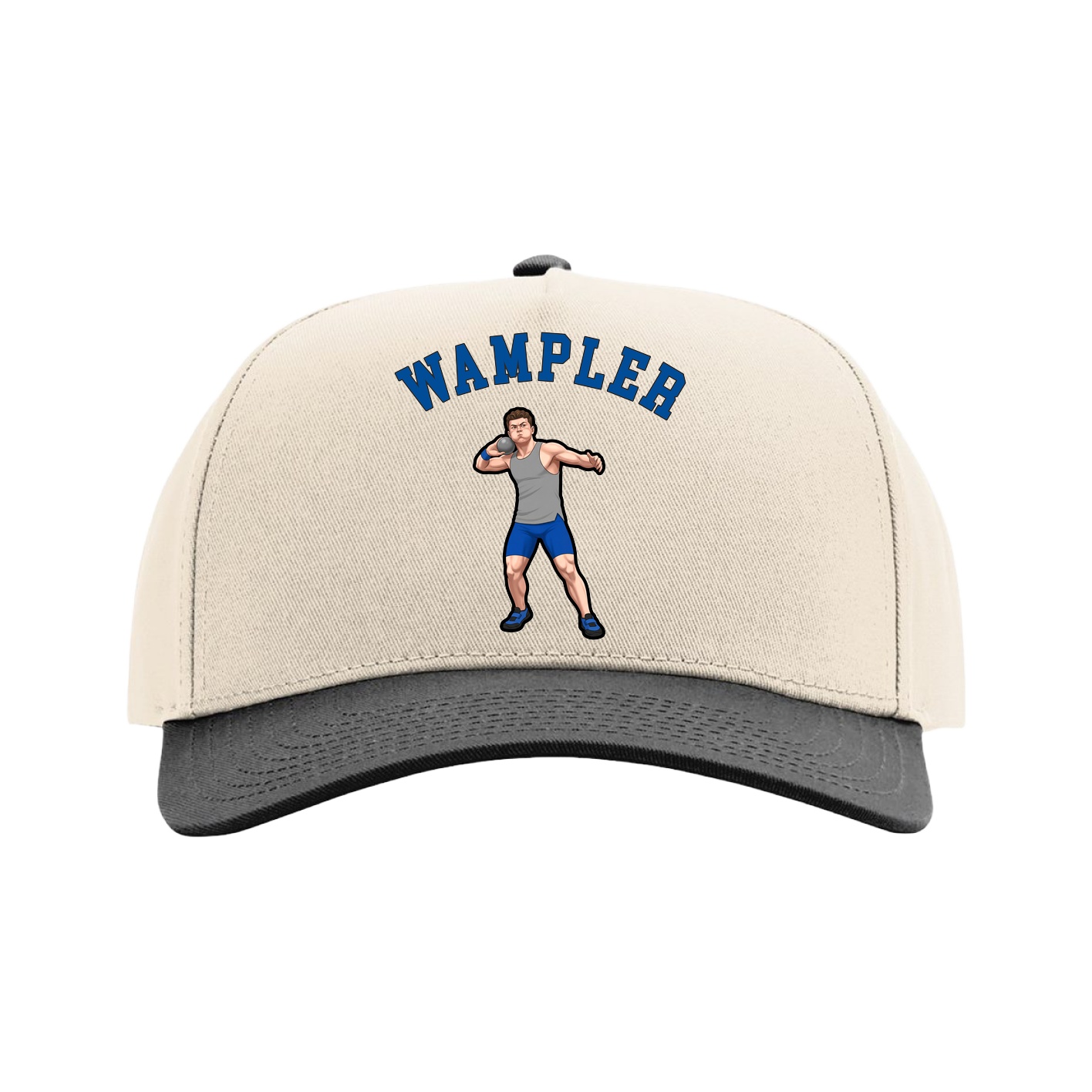 Full Fabric Five-Panel Champ Cap — Shirsey Arch in Cream/Black