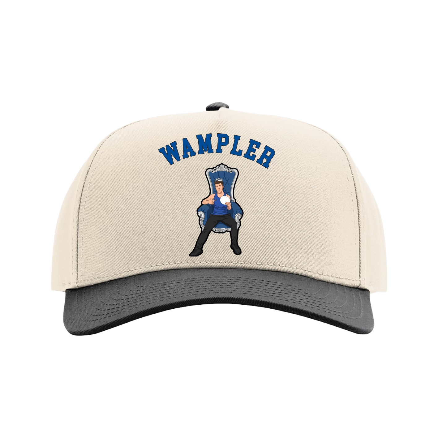 Full Fabric Five-Panel Champ Cap — Shirsey Arch in Cream/Black