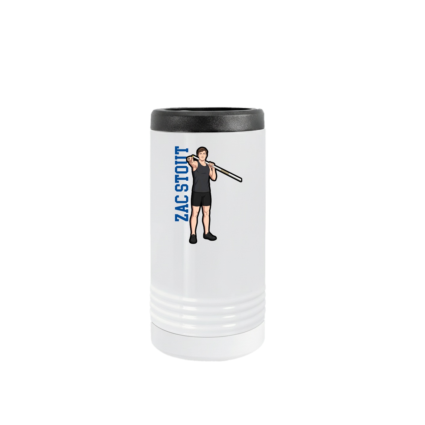 Slim Beverage Holder — Name Vertical in White