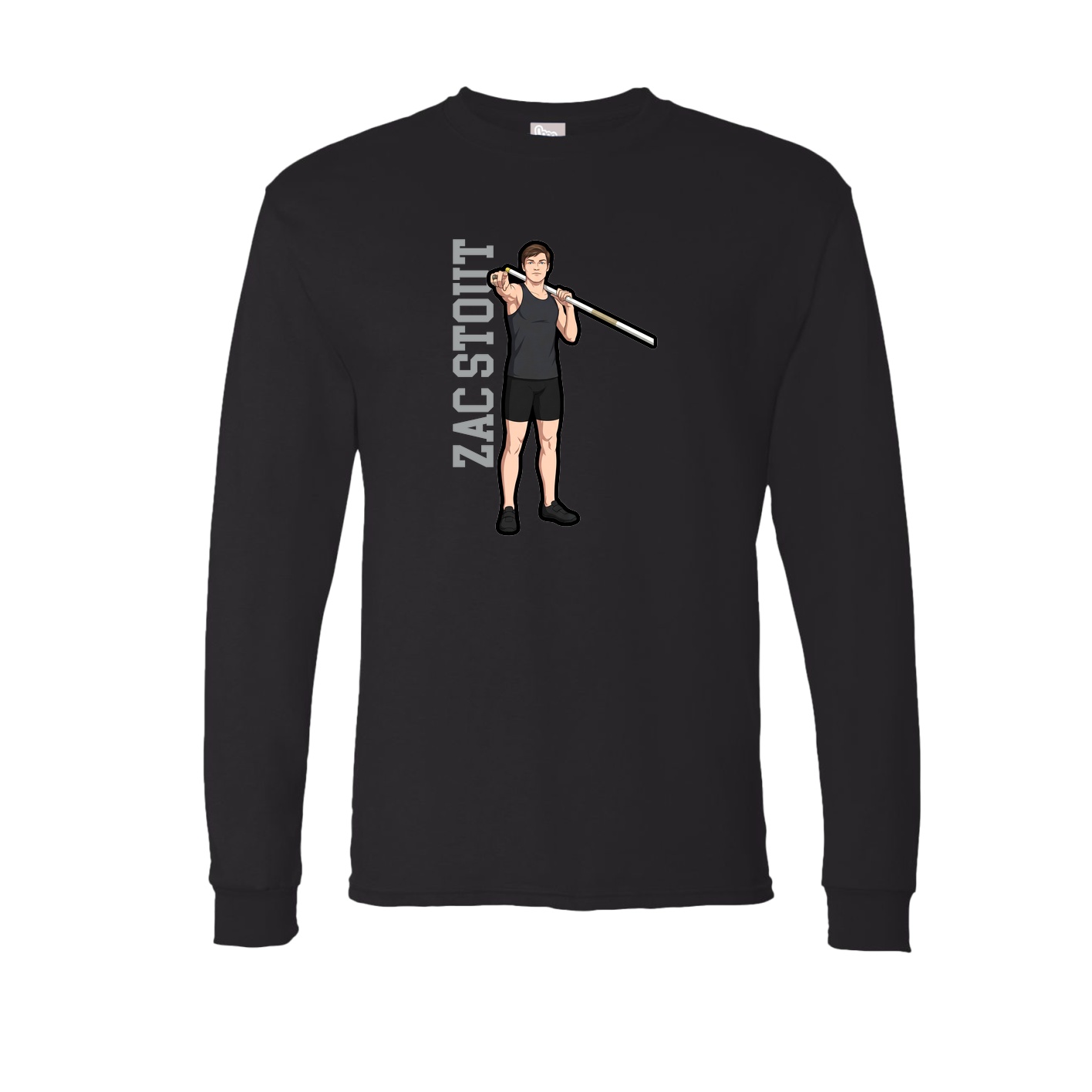 Long Sleeve Tee — Name Vertical in Black