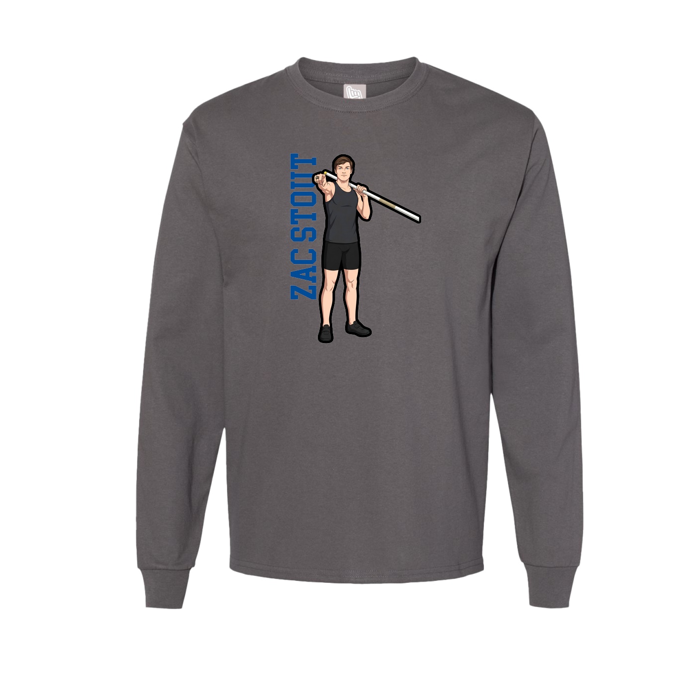 Long Sleeve Tee — Name Vertical in Grey