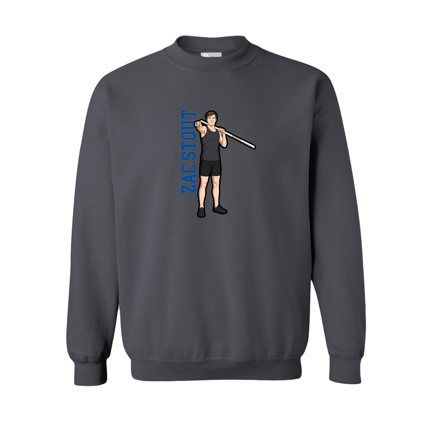 Fleece Crew — Name Vertical in Grey