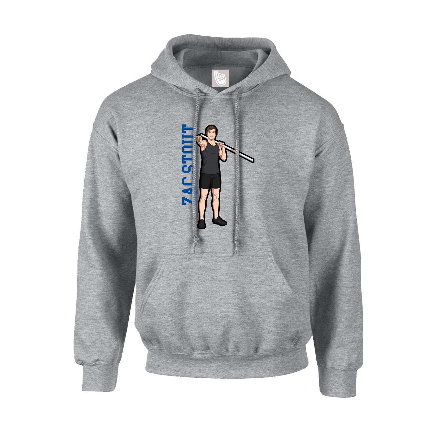 Youth Hoodie — Name Vertical in Grey