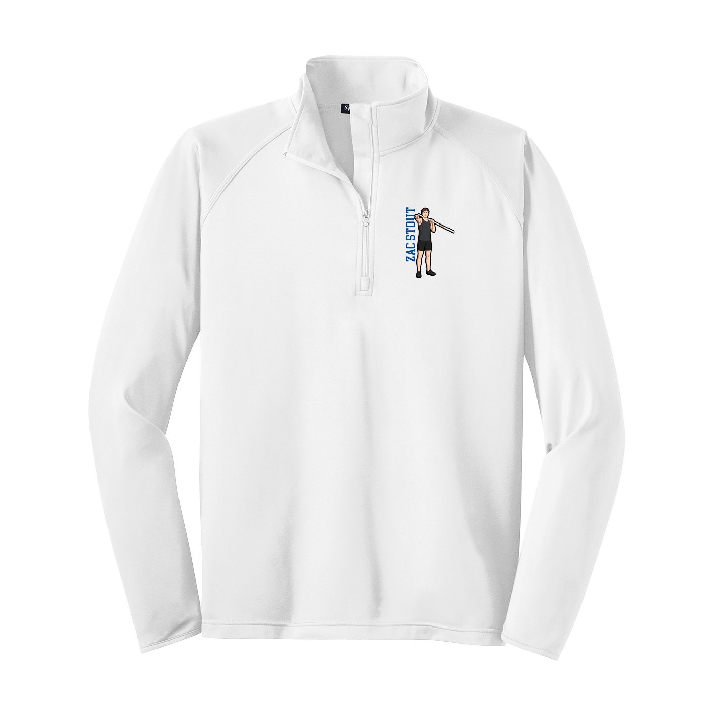 Q-Zip Pullover — Name Vertical in White