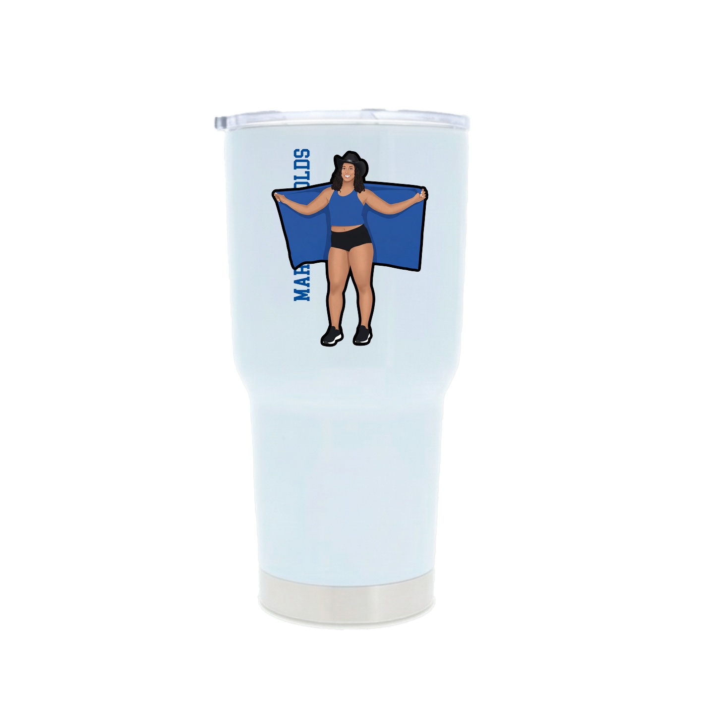 30oz Stainless Steel Tumbler — Name Vertical in White