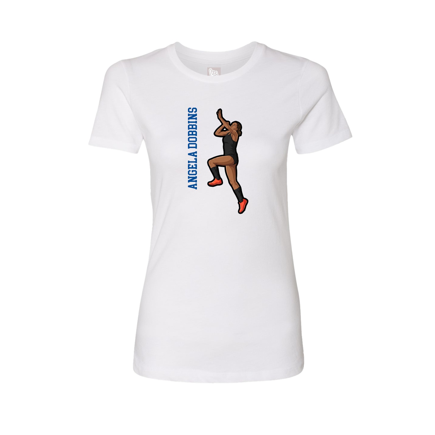 Fitted Women's Tee — Name Vertical in White
