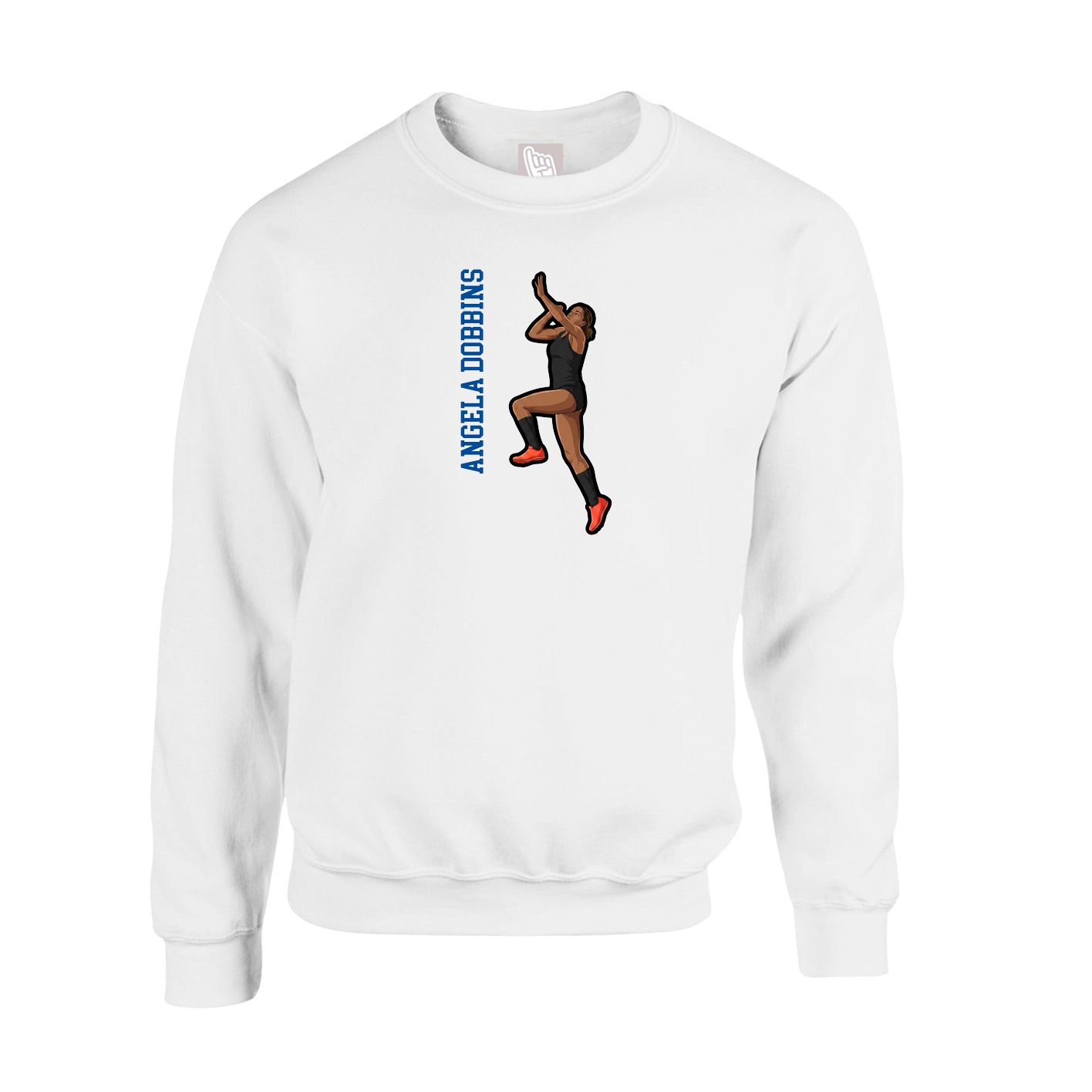 Fleece Crew — Name Vertical in White
