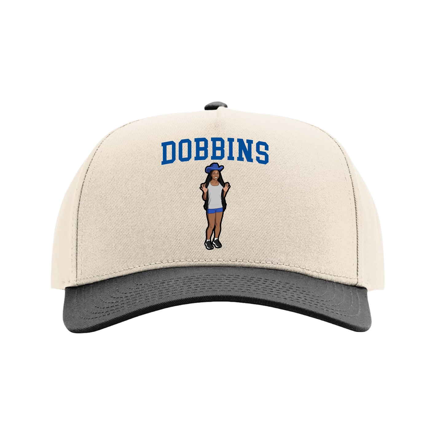 Full Fabric Five-Panel Champ Cap — Shirsey in Cream/Black