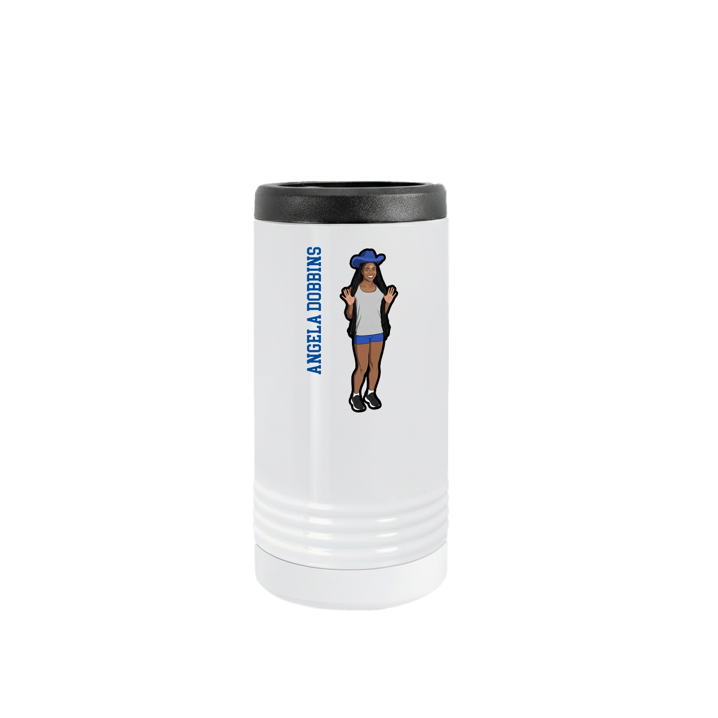 Slim Beverage Holder — Name Vertical in White