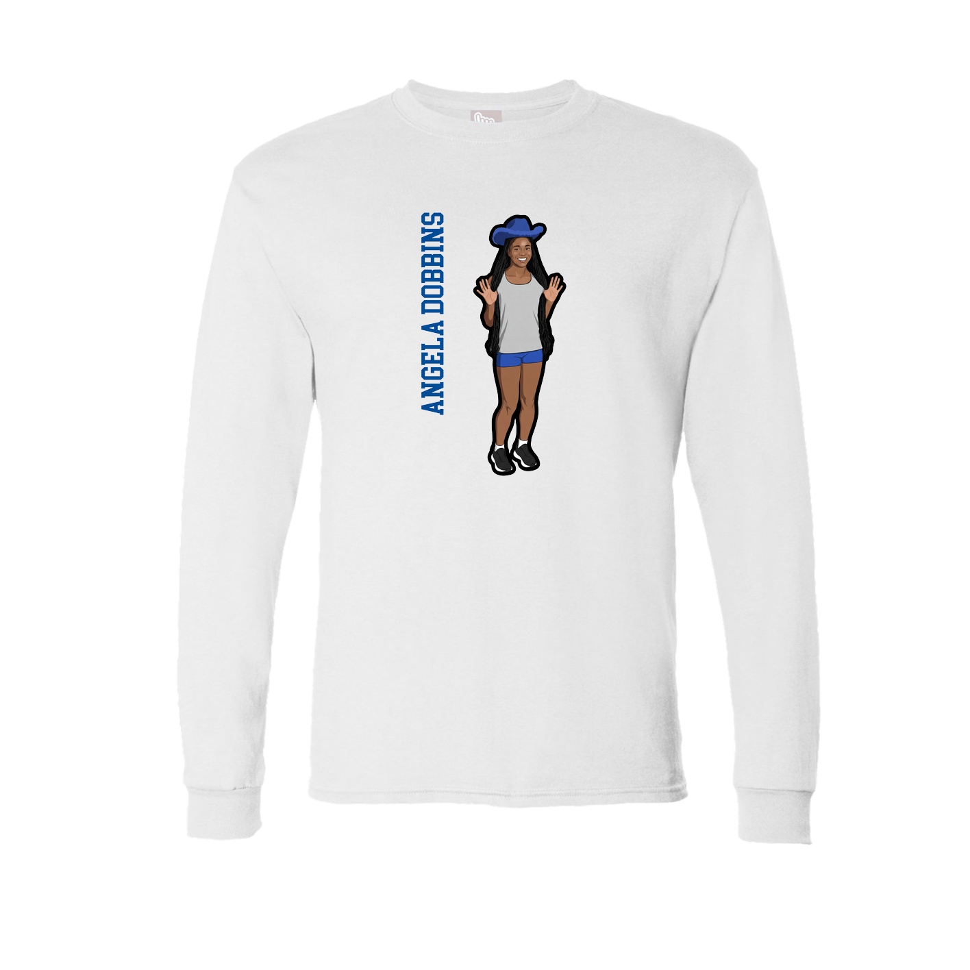 Long Sleeve Tee — Name Vertical in White