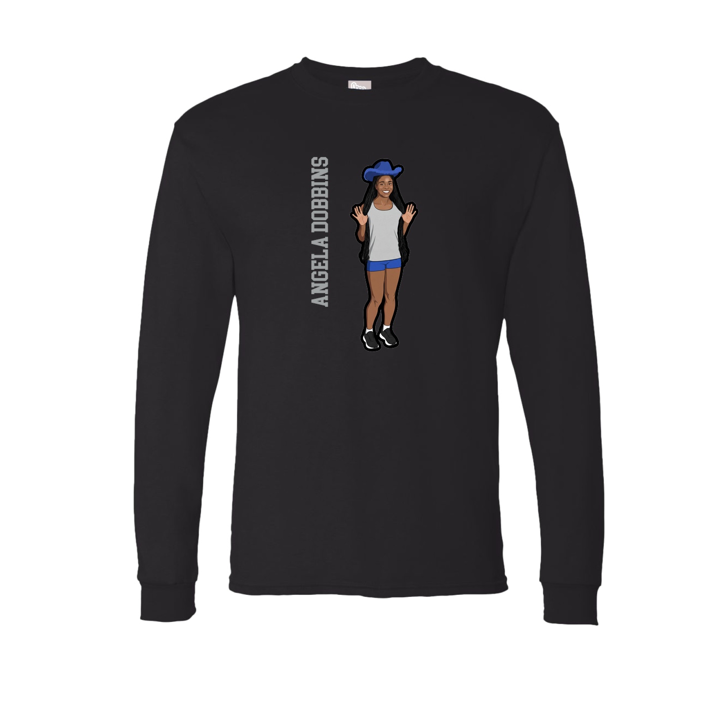 Long Sleeve Tee — Name Vertical in Black