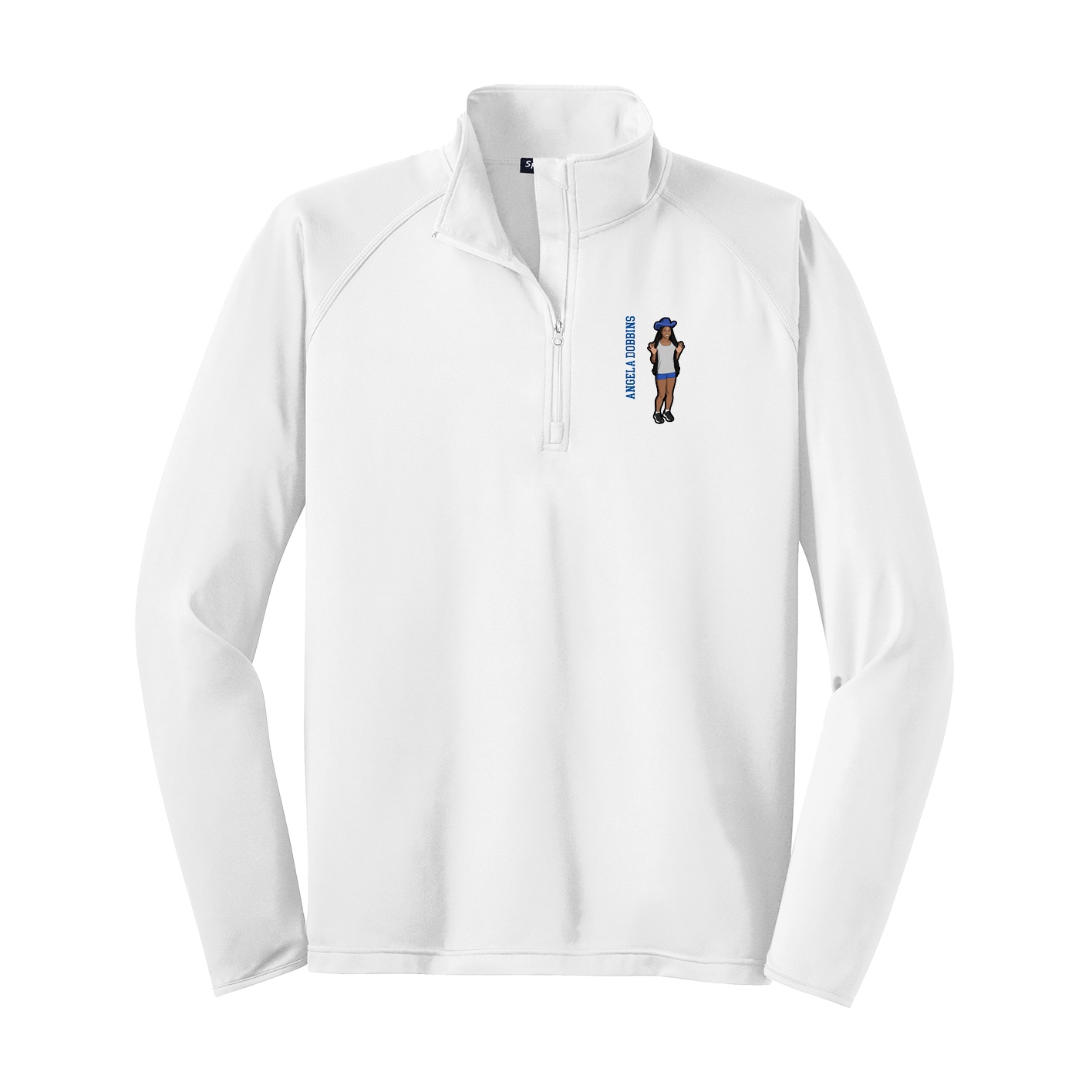 Q-Zip Pullover — Name Vertical in White
