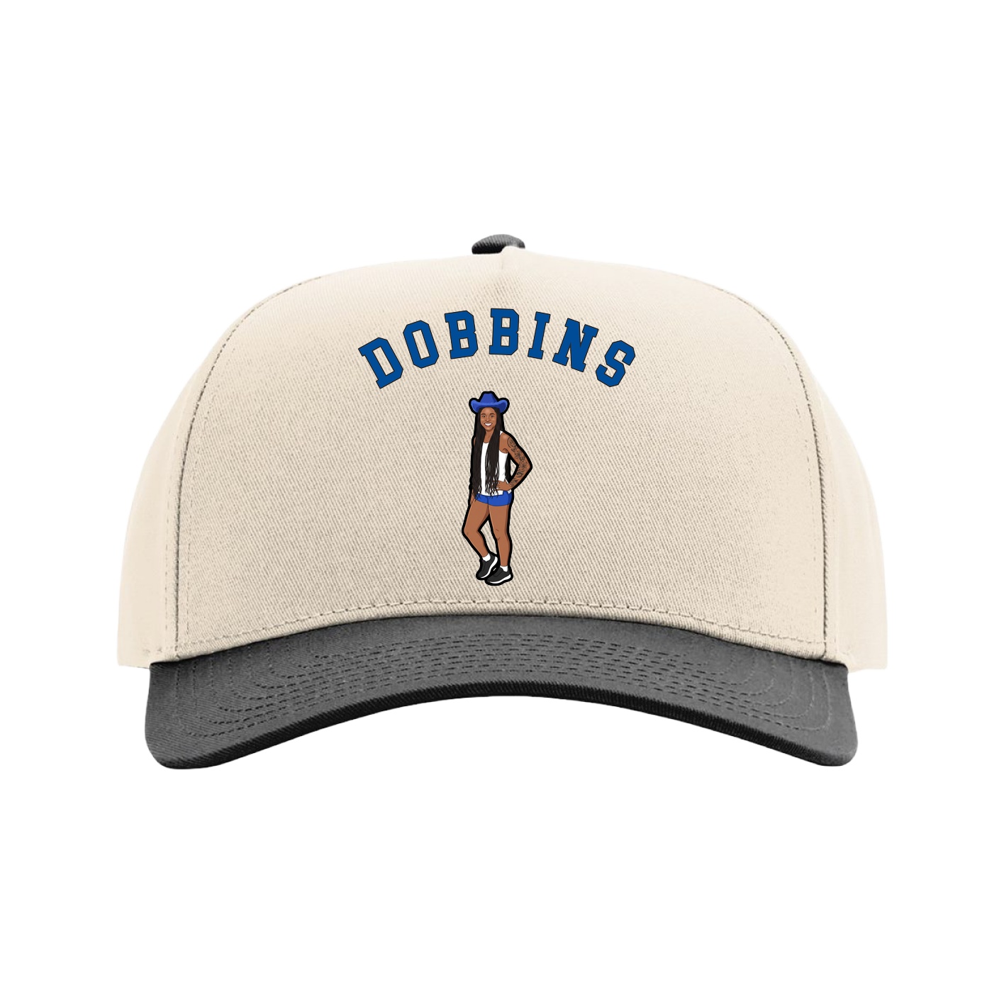 Full Fabric Five-Panel Champ Cap — Shirsey Arch in Cream/Black
