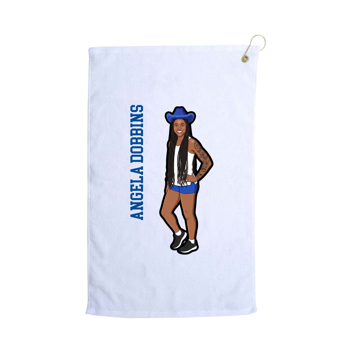 Golf Towel — Name Vertical in White