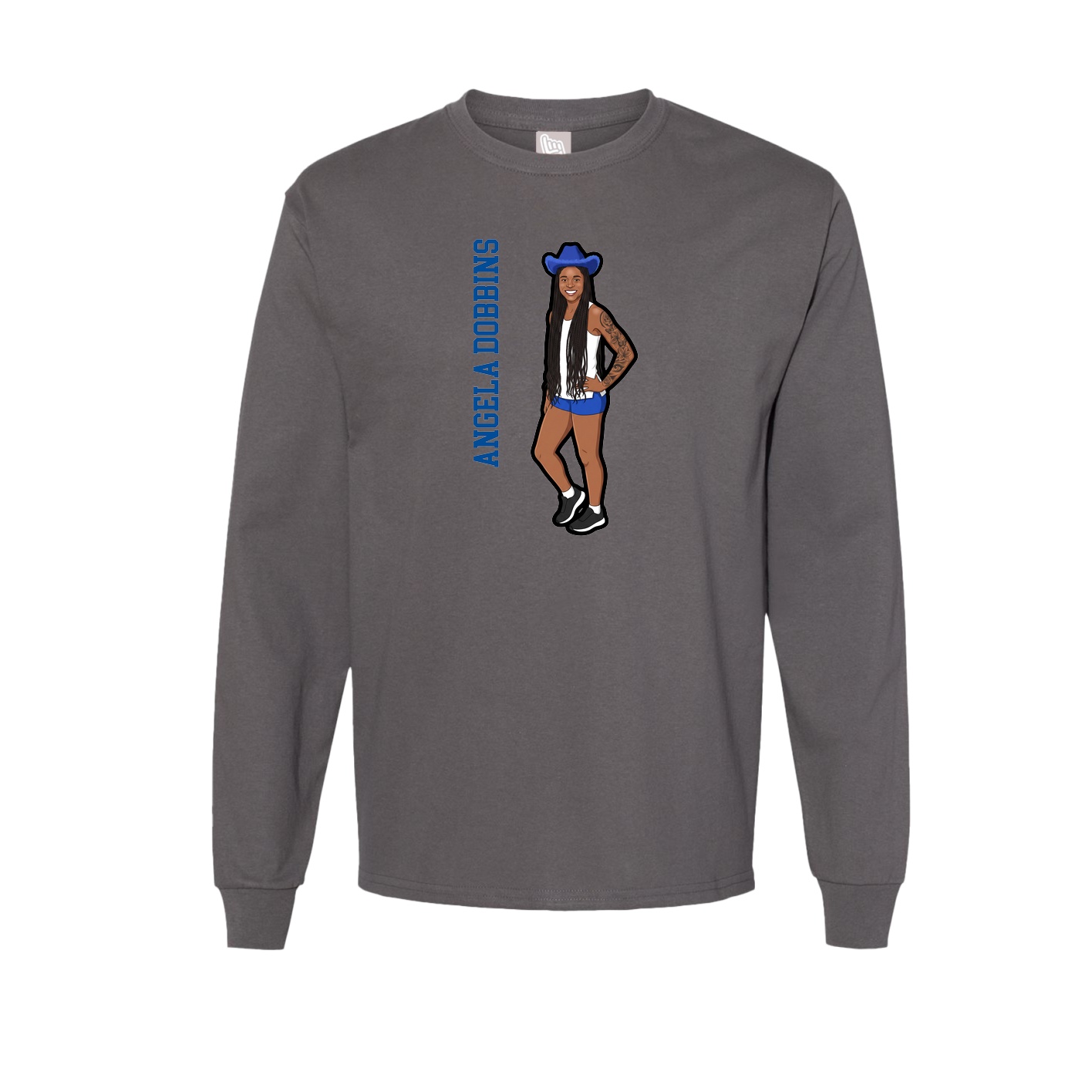 Long Sleeve Tee — Name Vertical in Grey