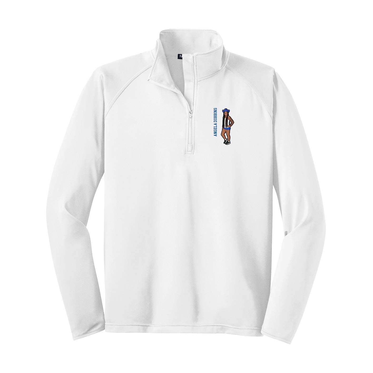 Q-Zip Pullover — Name Vertical in White