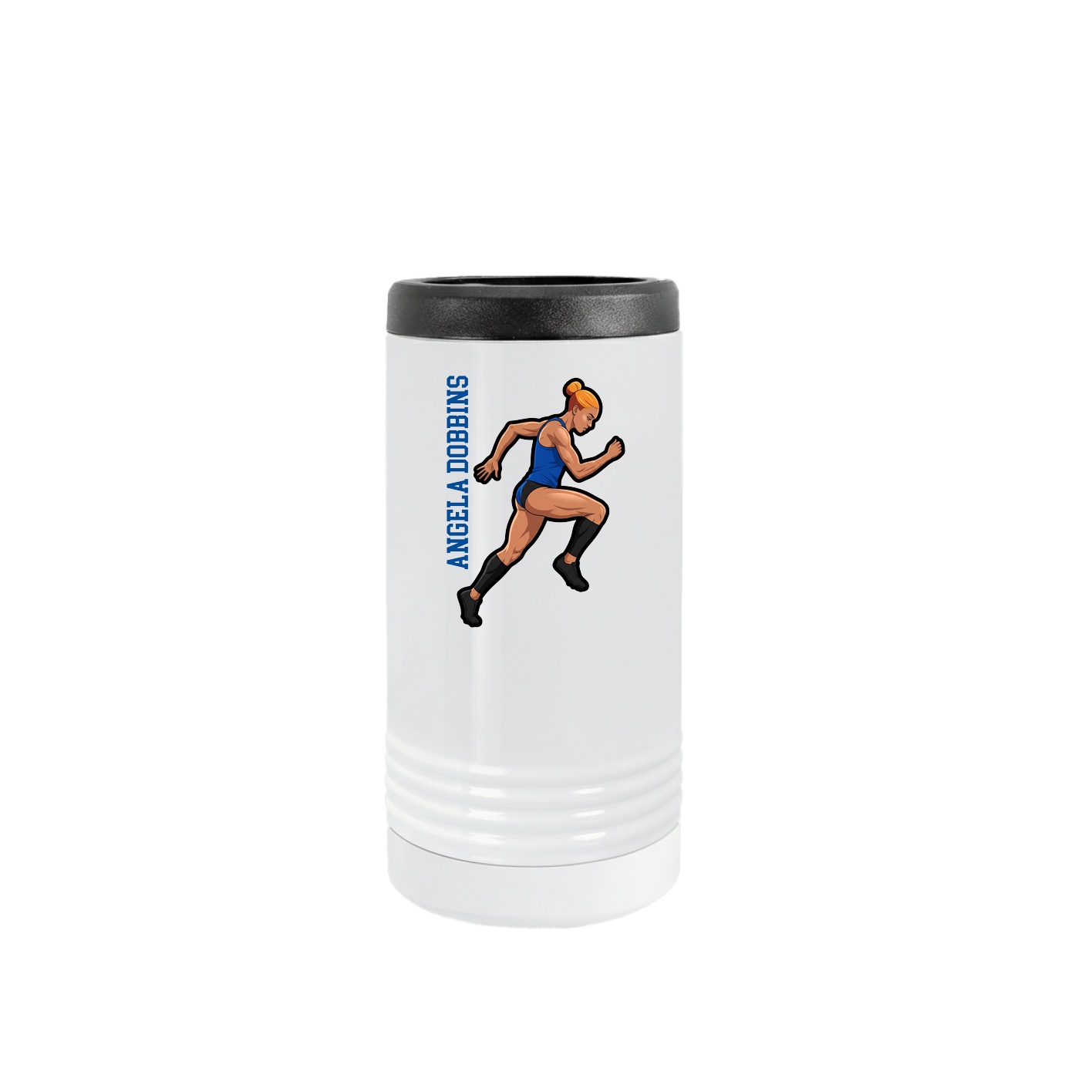 Slim Beverage Holder — Name Vertical in White