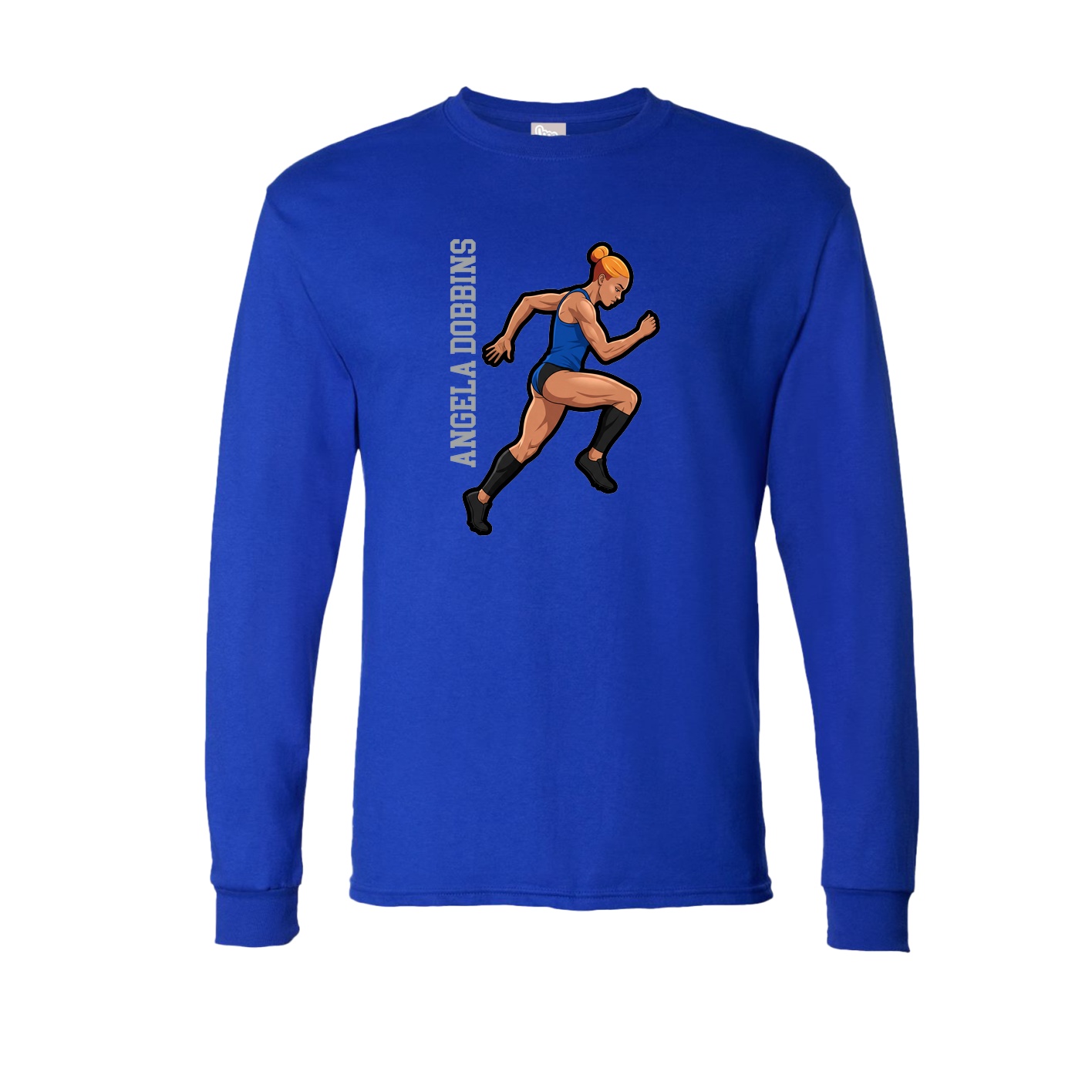 Long Sleeve Tee — Name Vertical in Royal