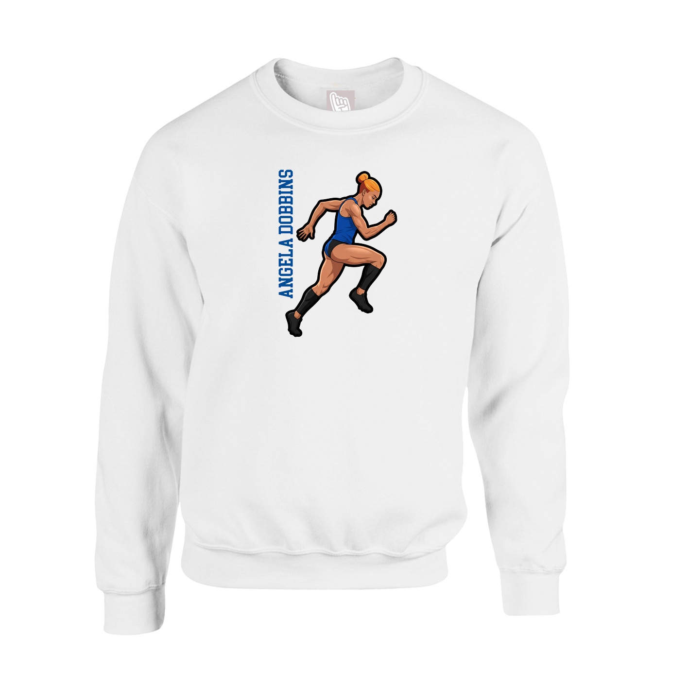 Fleece Crew — Name Vertical in White
