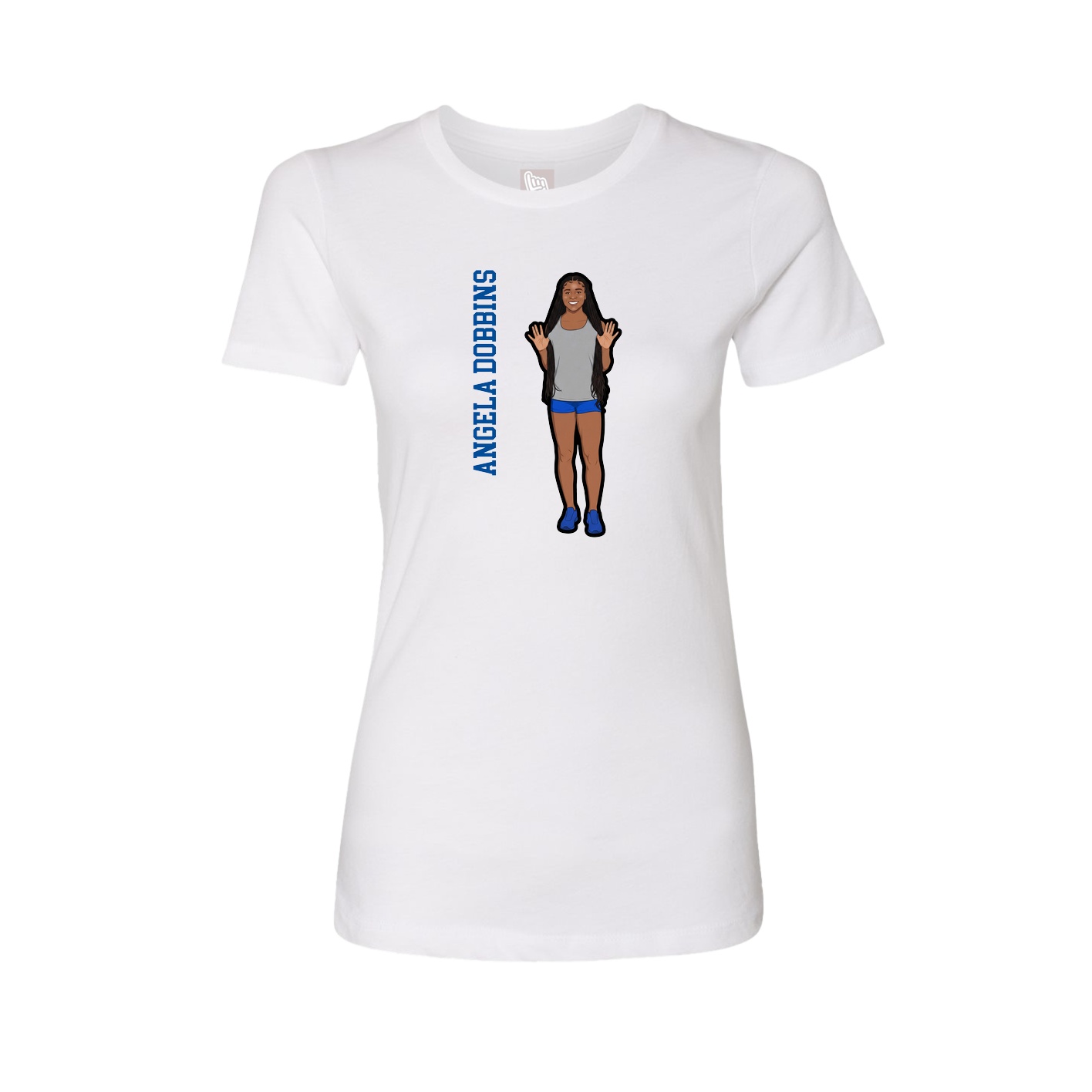 Womens Tee — Name Vertical in White