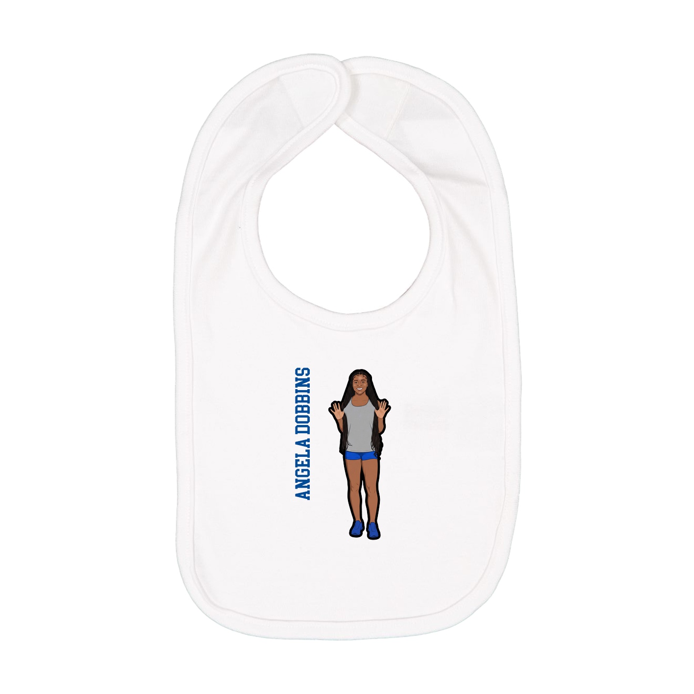 Infant Bib — Name Vertical in White
