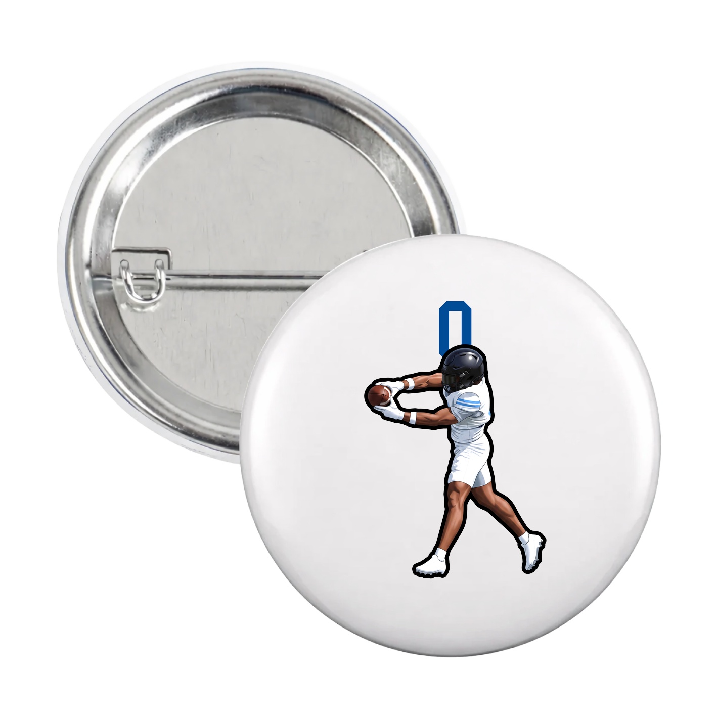 Game Day Button — Number Top in White