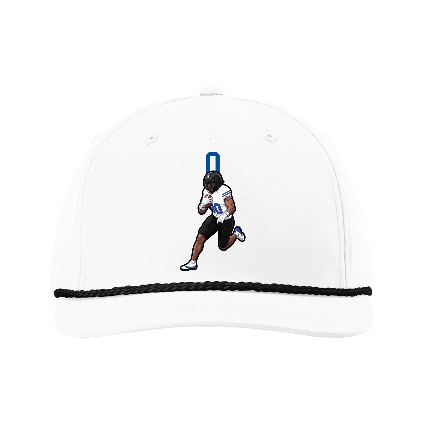 Five-Panel Classic Rope Cap — Number Top in White