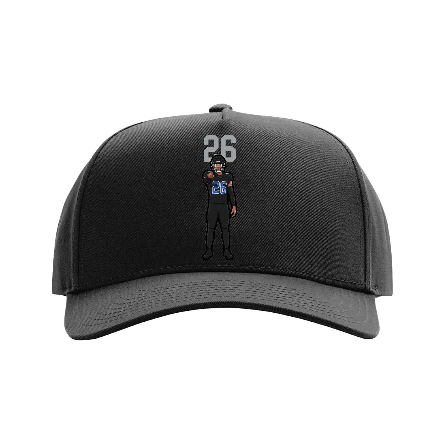 Full Fabric Five-Panel Champ Cap — Number Top in Black