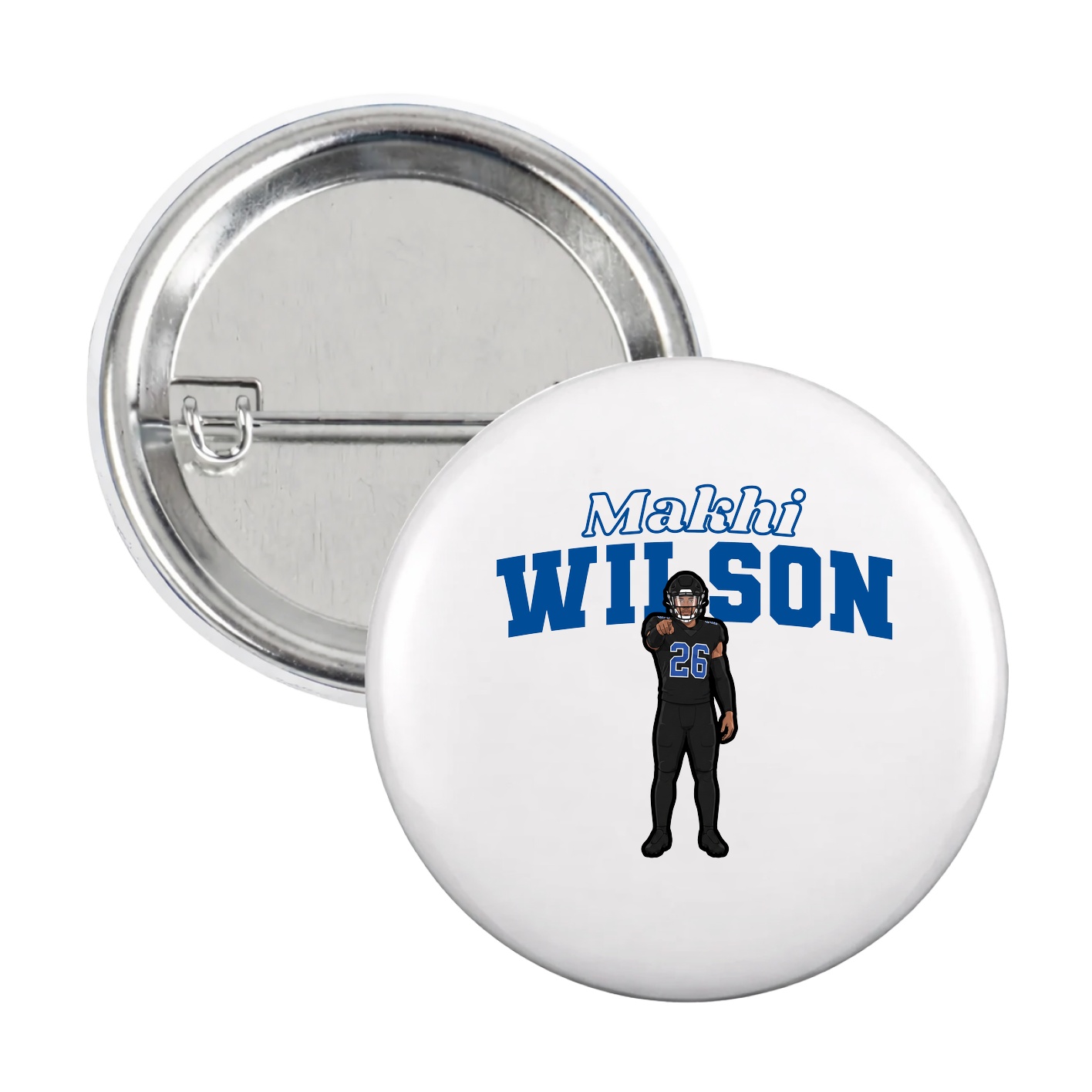 Game Day Button — Name Arch in White