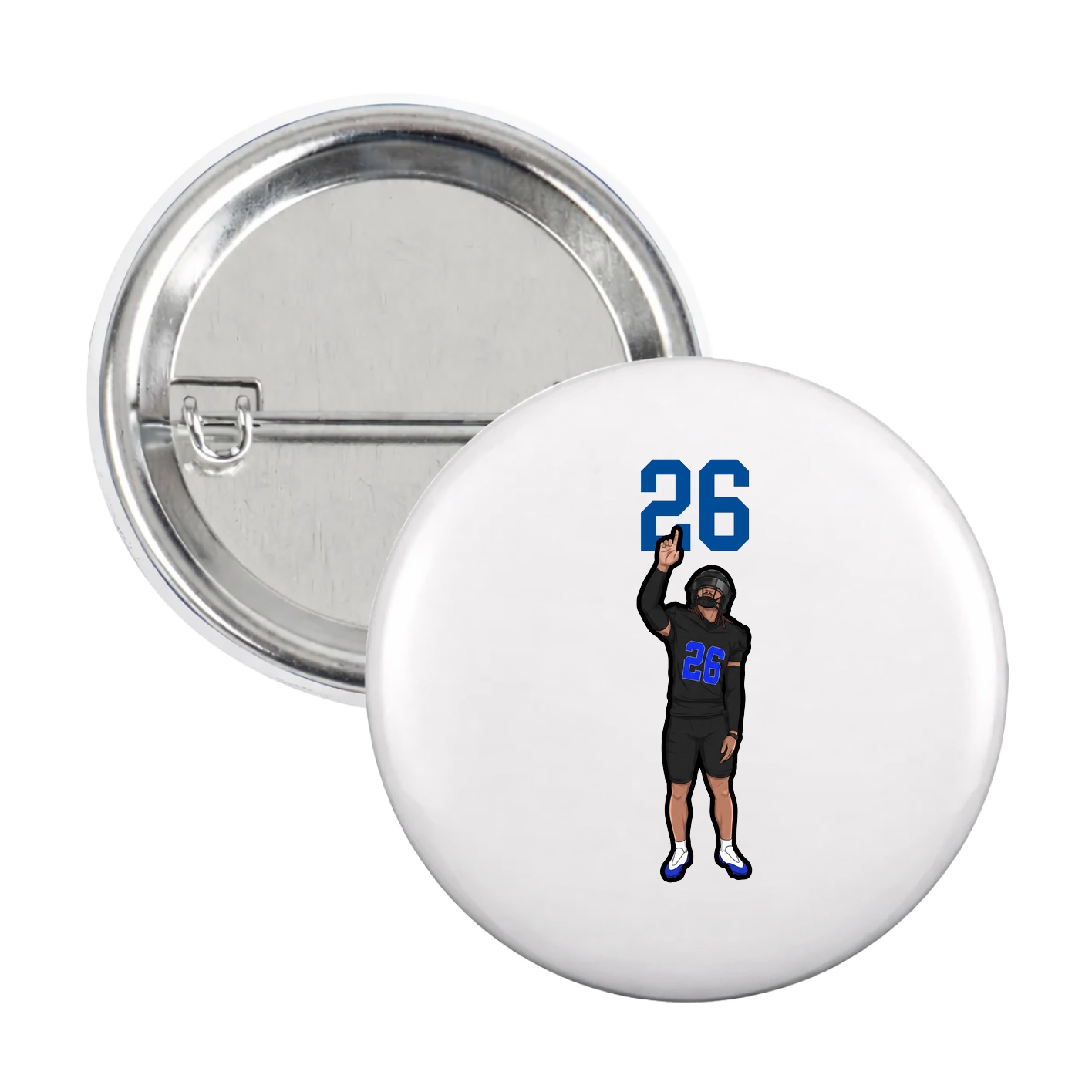 Game Day Button — Number Top in White