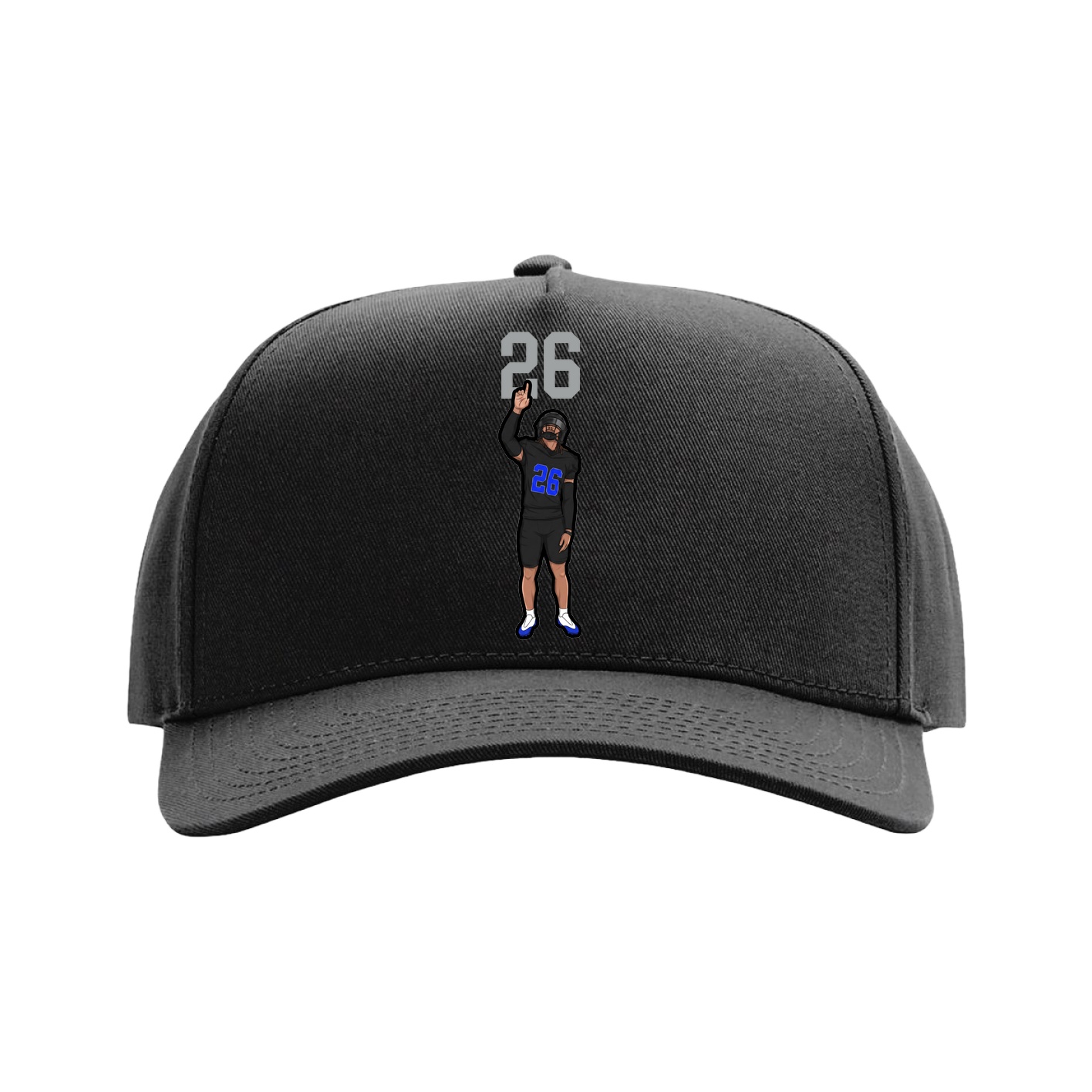 Full Fabric Five-Panel Champ Cap — Number Top in Black