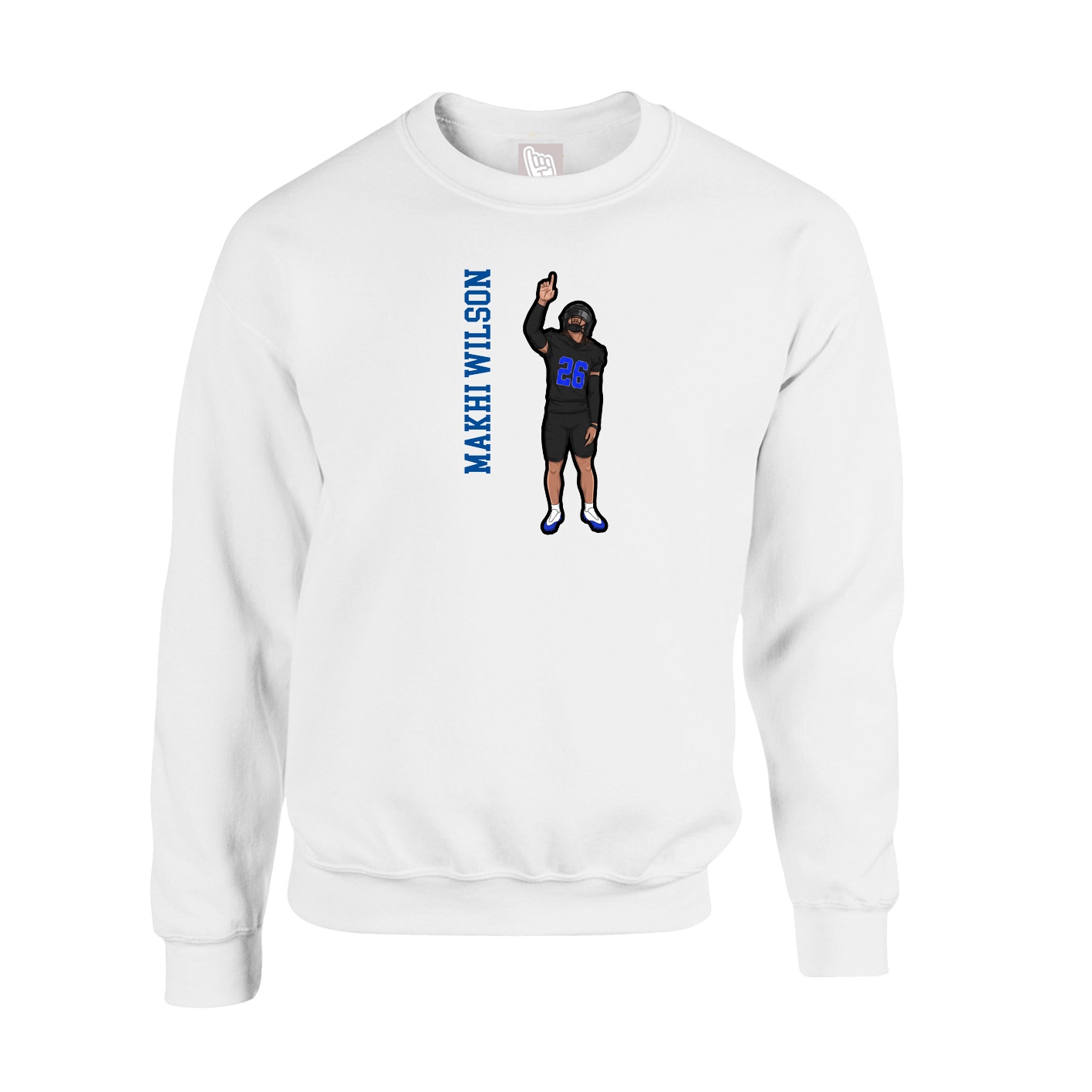 Fleece Crew — Name Vertical in White