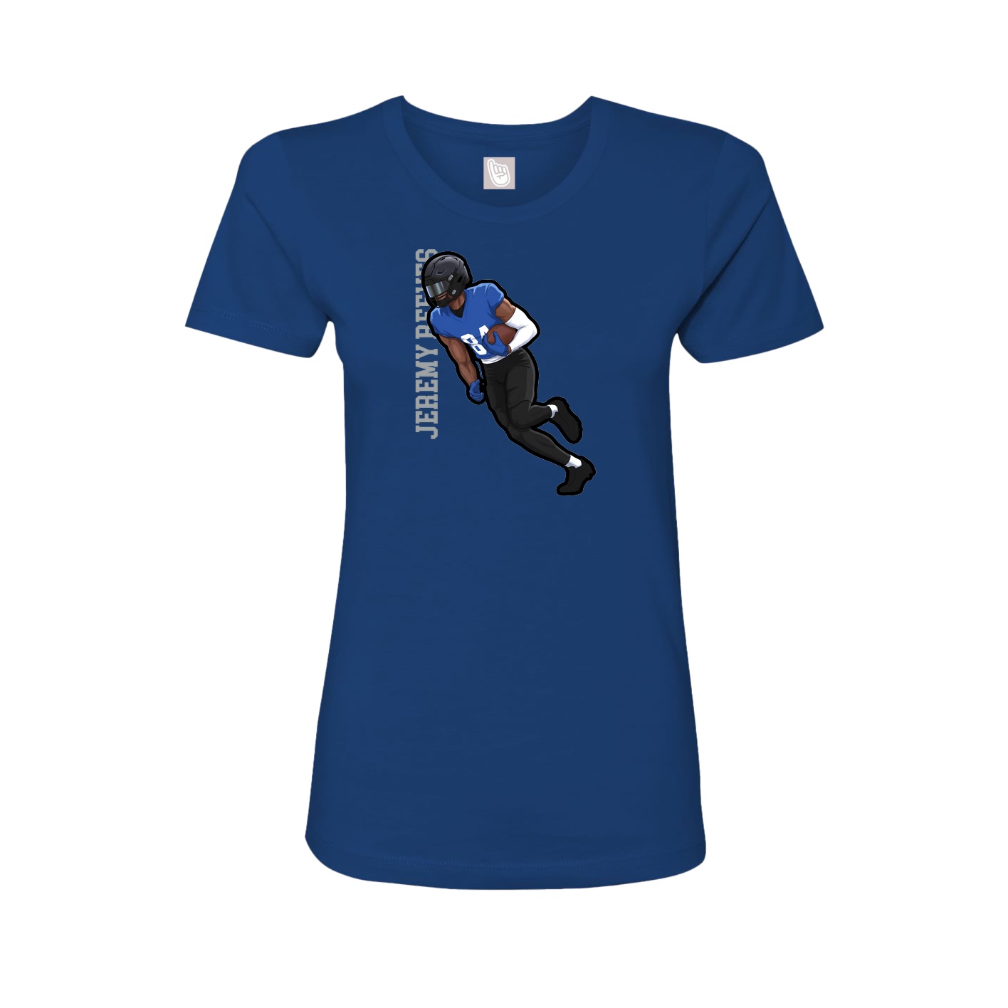 Fitted Women's Tee — Name Vertical in Royal