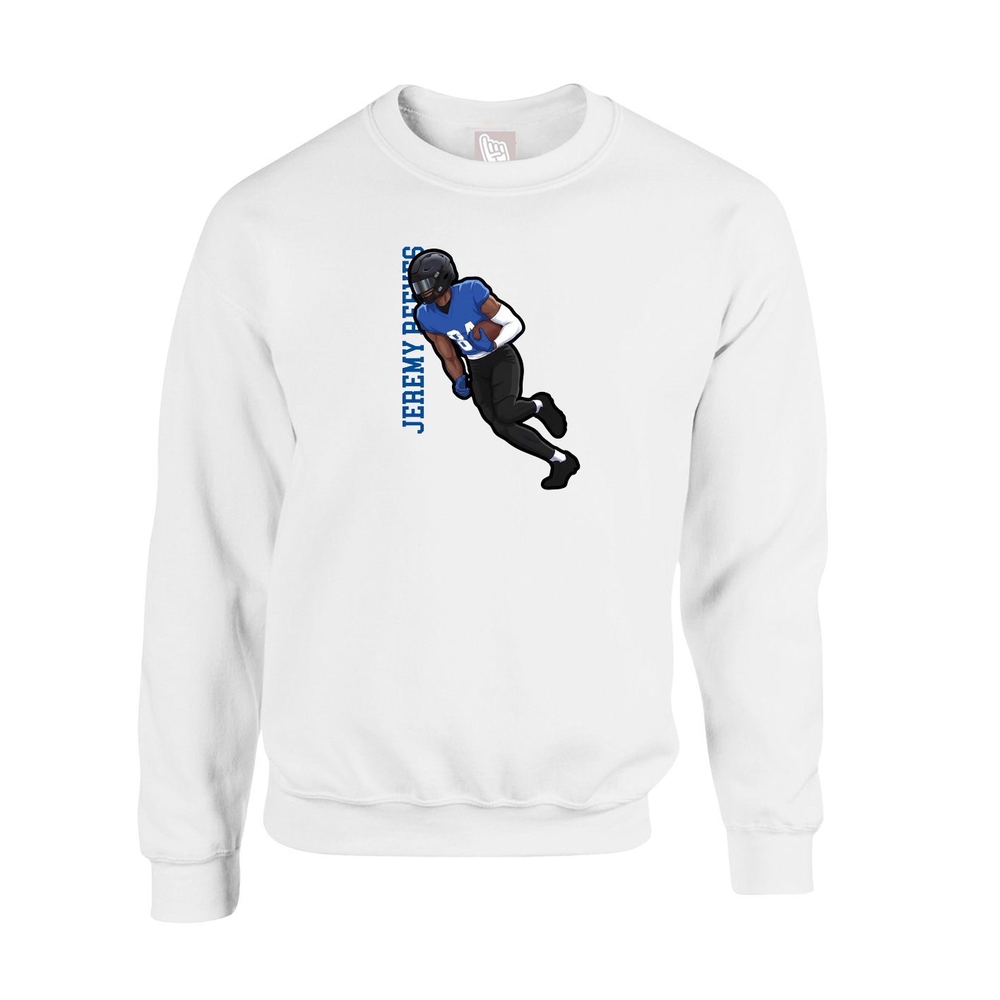 Fleece Crew — Name Vertical in White