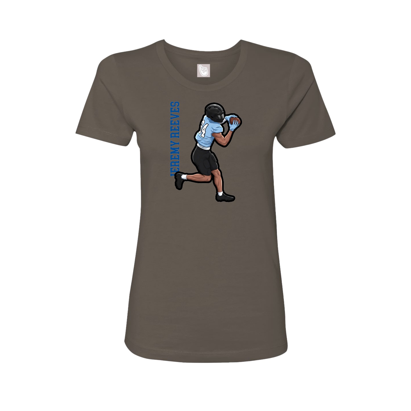 Fitted Women's Tee — Name Vertical in Grey