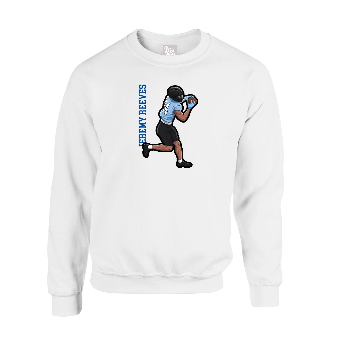 Fleece Crew — Name Vertical in White