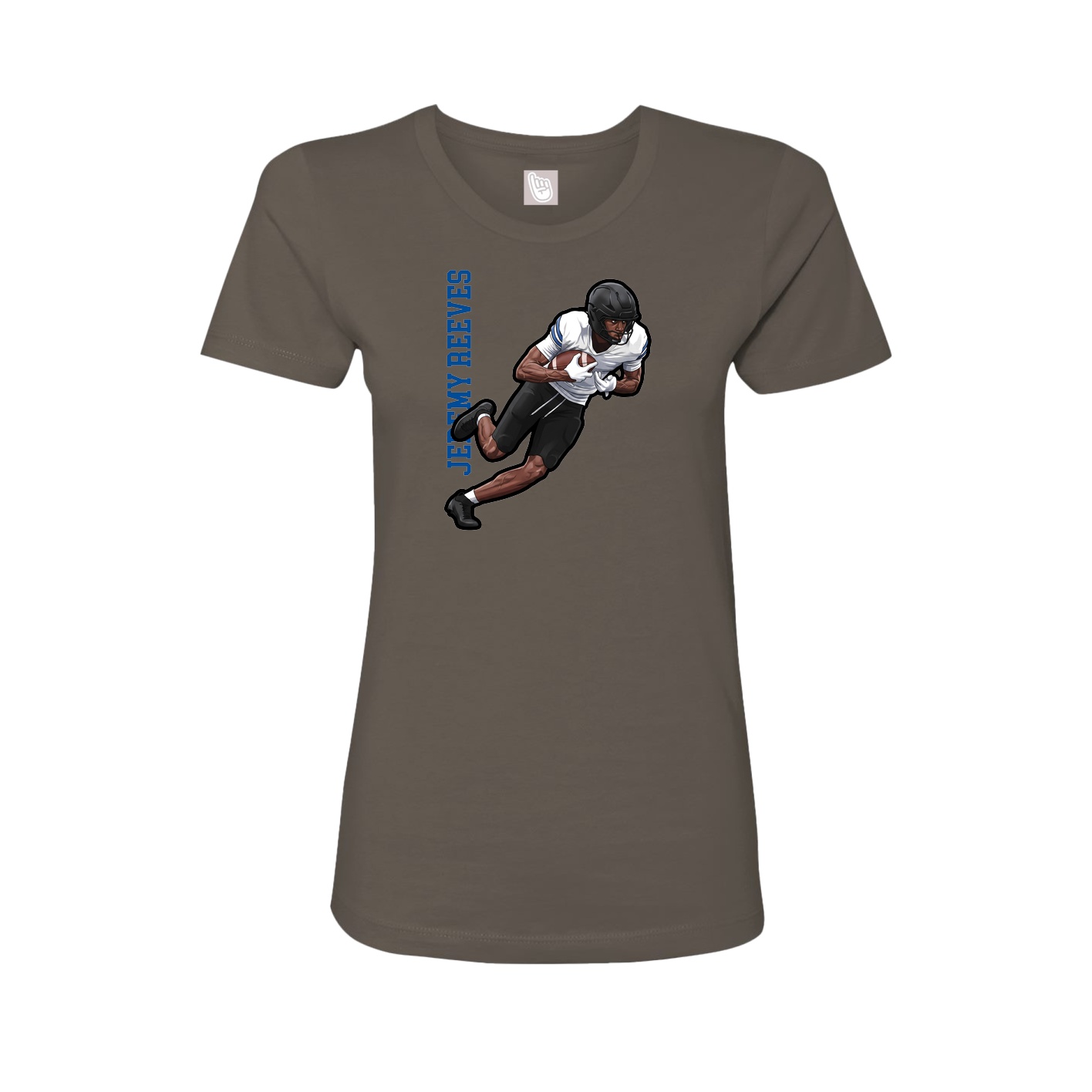 Fitted Women's Tee — Name Vertical in Grey