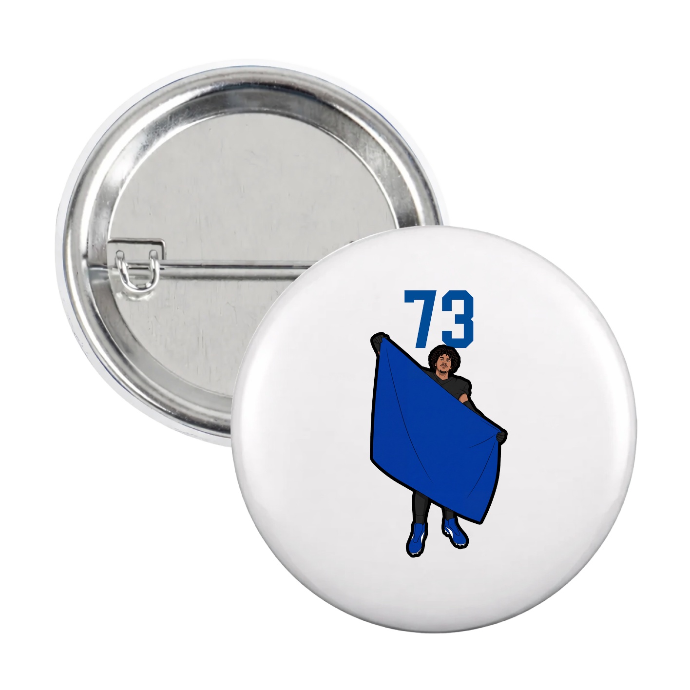 Game Day Button — Number Top in White