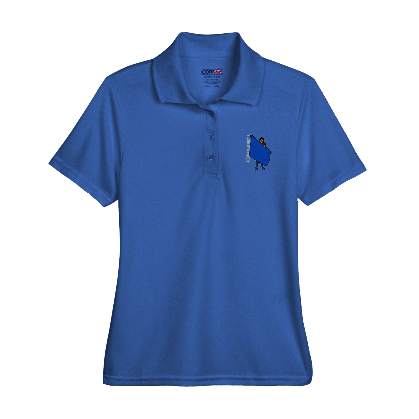 Womens Performance Polo — Name Vertical in Royal