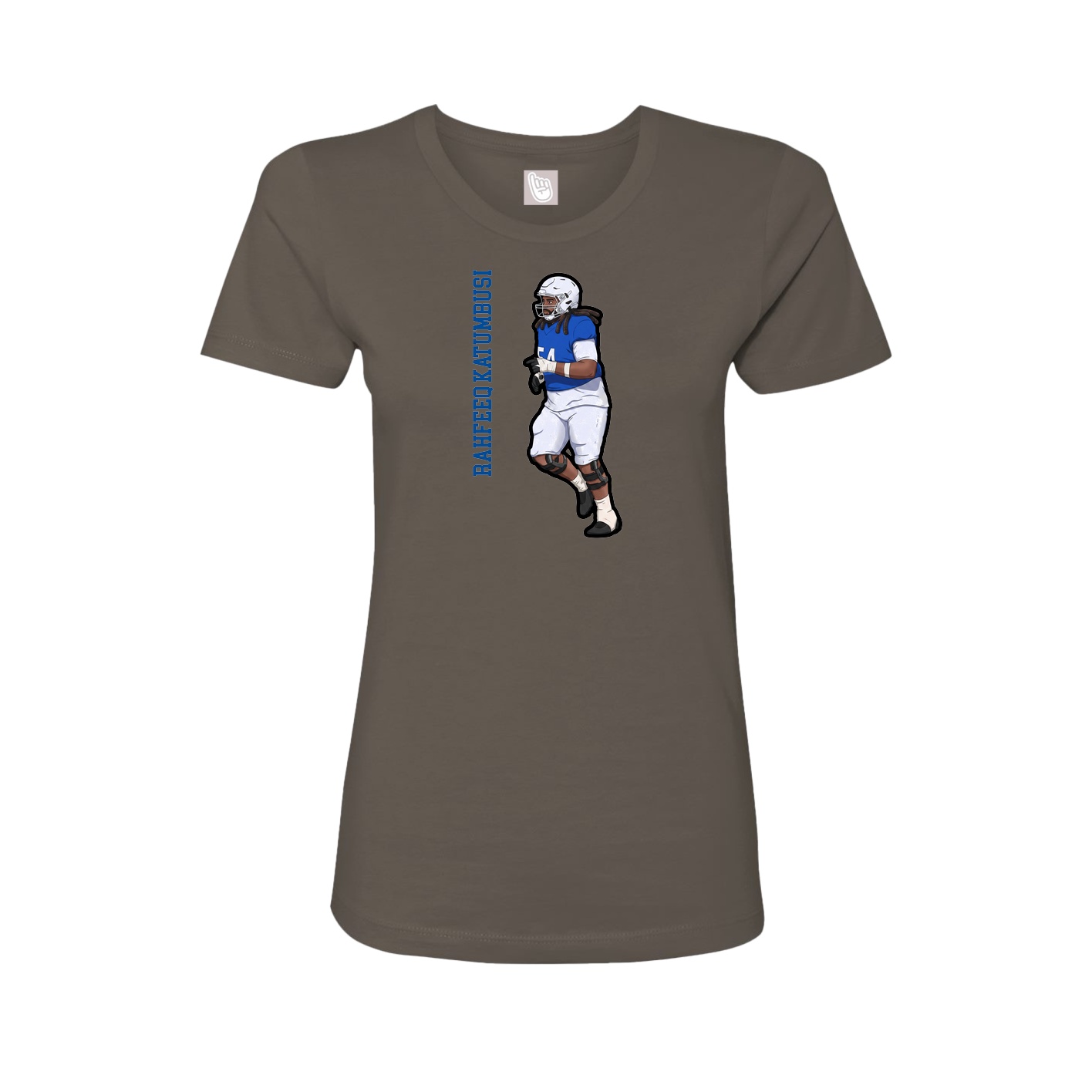 Fitted Women's Tee — Name Vertical in Grey