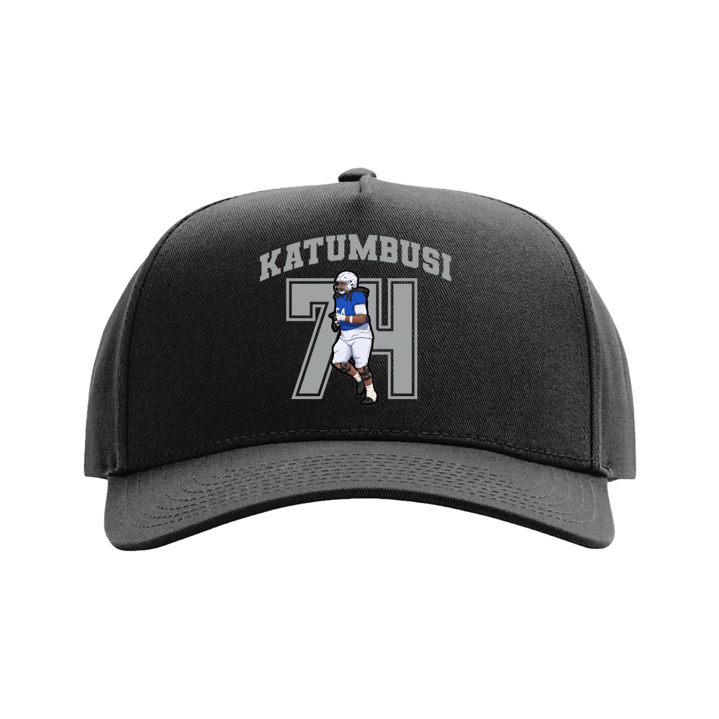 Full Fabric Five-Panel Champ Cap — Number in Black