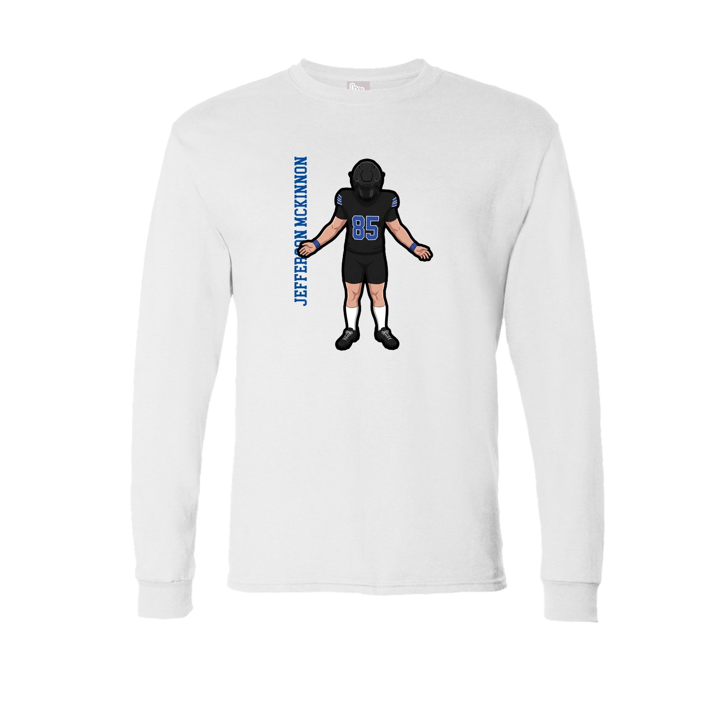 Long Sleeve Tee — Name Vertical in White