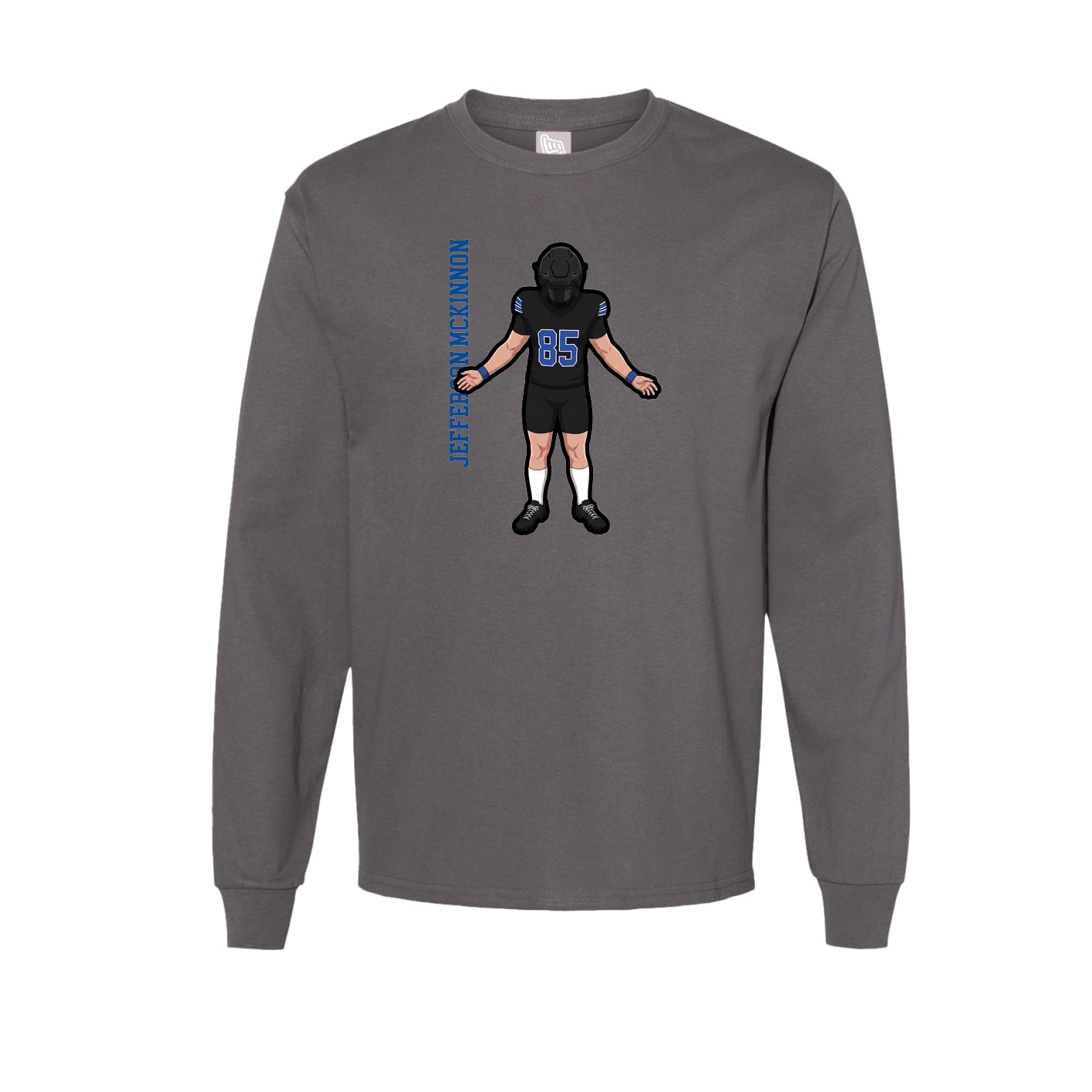 Long Sleeve Tee — Name Vertical in Grey